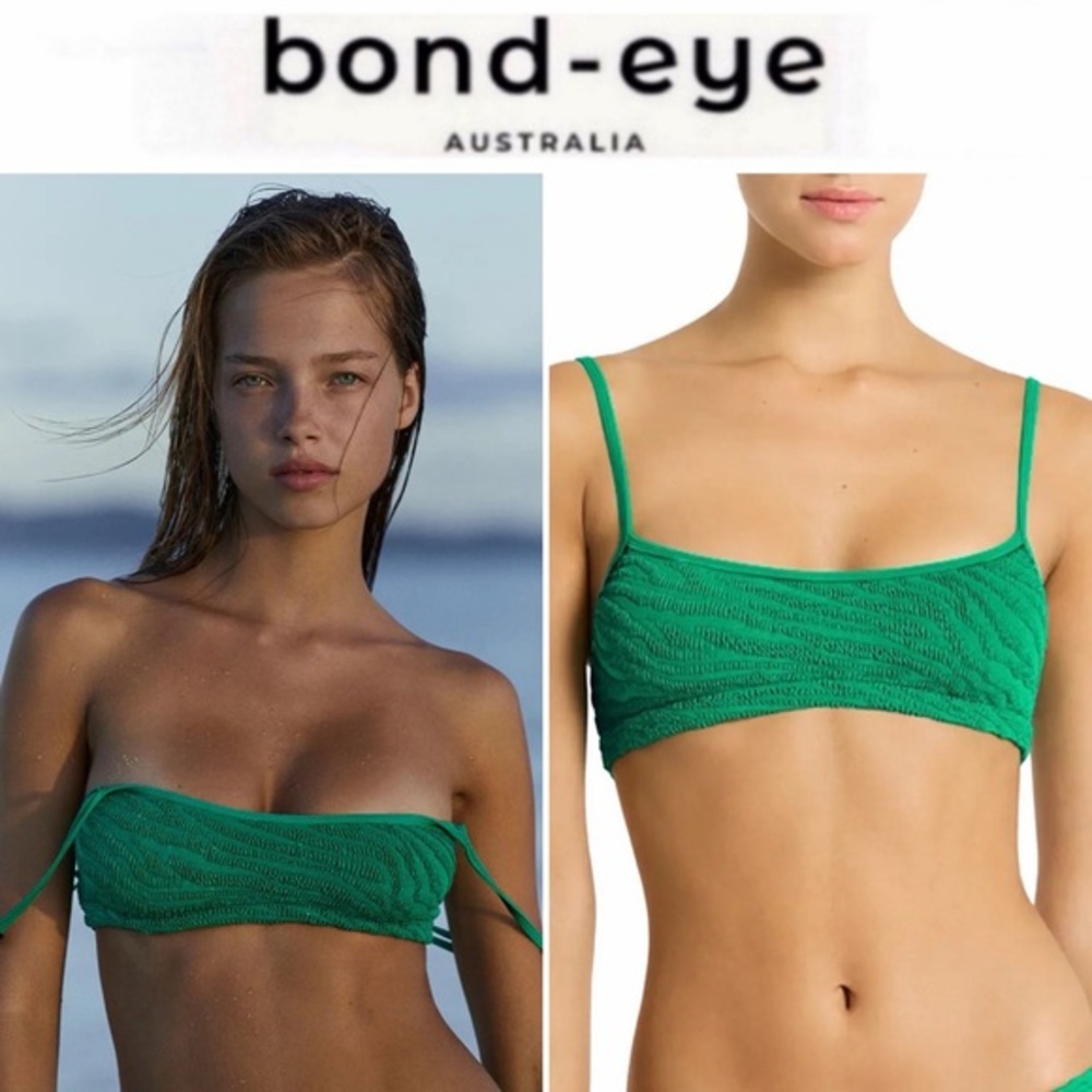 Bond-Eye Australia Tiger Saint Strap Crop Emerald Green Bikini Top OS